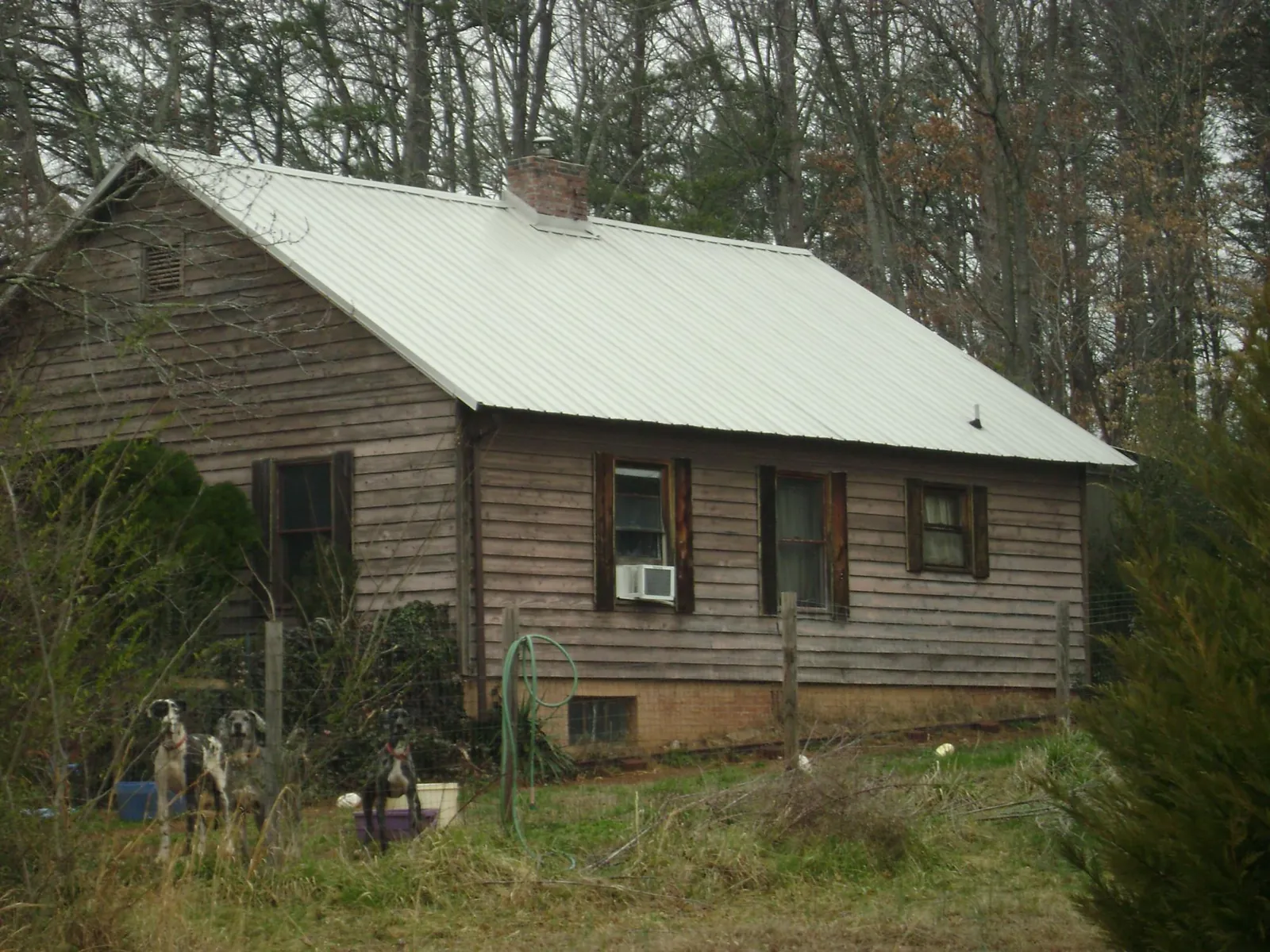 White metal roof on an old wood sided farmhouse, from a Metal Roof Installation job in Roca